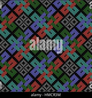 Ethnic stylized seamless knitted ornate vector pattern as a fabric texture Stock Vector