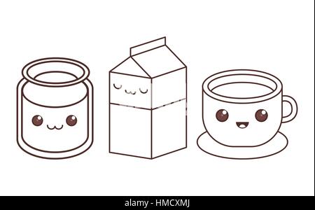 glass milk carton cup kawaii icon image black line  vector illustration design Stock Vector