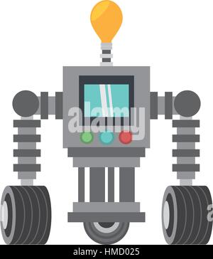 technology robot bulb light display with wheel vector illustration eps 10 Stock Vector