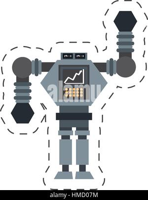 big robot futuristic analytics screen wheel cutting line vector illustration eps 10 Stock Vector