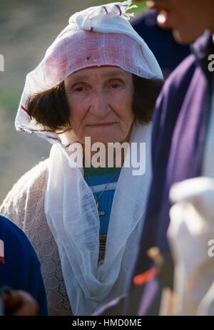 Woman in traditional clothes in Bushat, Albania. Stock Photo