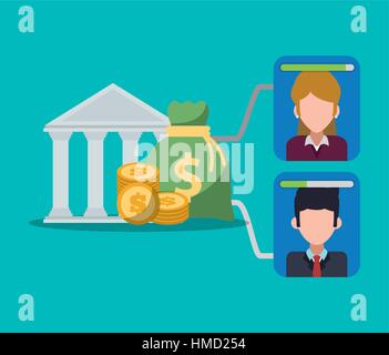 banking digital character money and coins vector illustration eps 10 Stock Vector