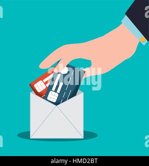 hand holding credit cards bank envelope vector illustration eps 10 Stock Vector