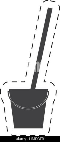 bucket mop cleaning cutting line vector illustration eps 10 Stock Vector