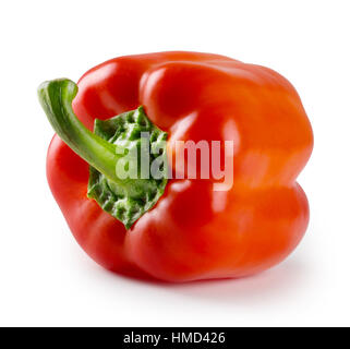 Red sweet pepper with a green handle isolated on white background Stock ...