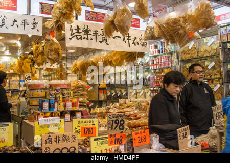 Traditional dried fish in Hong Kong shop Stock Photo