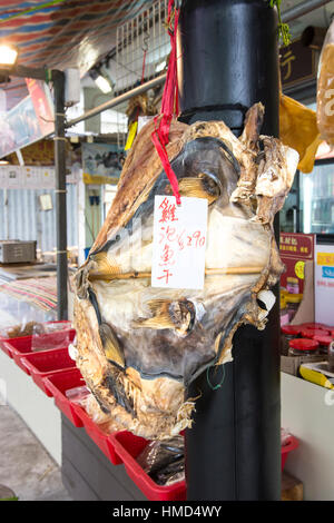 Traditional dried fish in Hong Kong shop Stock Photo