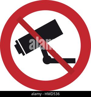 prohibited sign road camera surveillance security Stock Vector