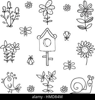 Hand draw of spring doodles Stock Vector