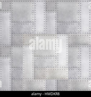 Steel metal plates background with rivets seamless Stock Photo