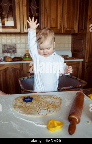 child baking cookies Stock Photo