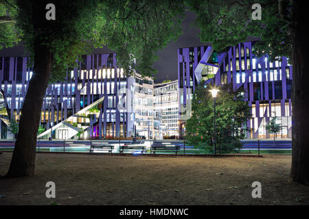 DUSSELDORF, GERMANY - CIRCA SEPTEMBER, 2016: The Koe-Bogen Mall of Dusseldorf town in Germany by night. Stock Photo