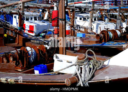 Fishing dhows in the dhow harbour, Manama, Kingdom of Bahrain Stock Photo
