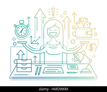 Time is money - line flat design illustration Stock Vector