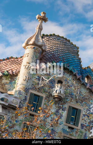 Exterior view of Casa Batllo, Barcelona, Catalonia, Spain Stock Photo