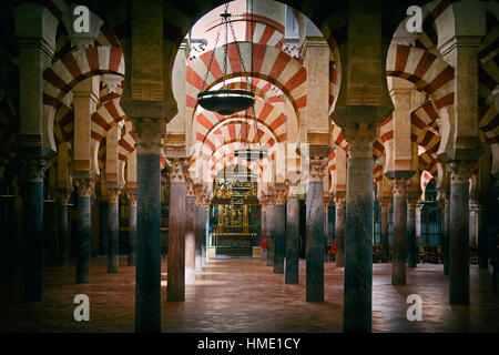 Cordoba, Cordoba Province, Andalusia, southern Spain.  Interior of La Mezquita, or Great Mosque.  The Historical Centre of Cordoba is a UNESCO World H Stock Photo