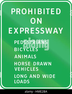 Road sign in the Philippines - Prohibited on Expressway. Stock Photo