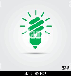 Green energy saving lamp Vector Icon. Light bulb symbol. Stock Vector