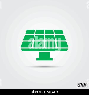 Green Solar Panel Vector Icon. Sustainable Energy Symbol. Stock Vector
