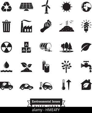 Collection of Environment and Climate related vector icons Stock Vector