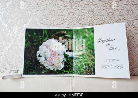 Dual pages of wedding album or wedding book. Stock Photo