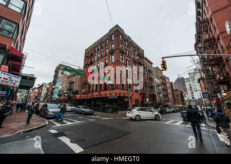 Street life of Little Italy and Chinatown New York City Stock Photo