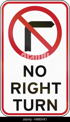 Road sign in the Philippines - No Right Turn. Stock Photo