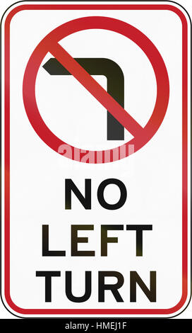 Road sign in the Philippines - No Left Turn. Stock Photo