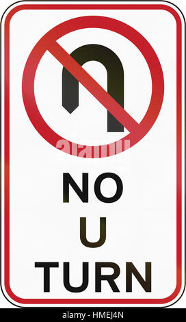 Road sign in the Philippines - No U Turn. Stock Photo