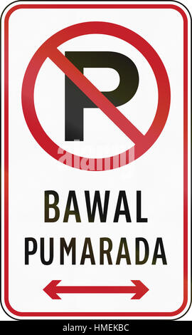 Road sign in the Philippines - No Parking (Filipino worded). Stock Photo