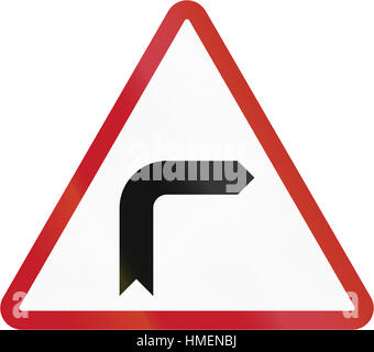 Road sign in the Philippines - Sharp Turn. Stock Photo