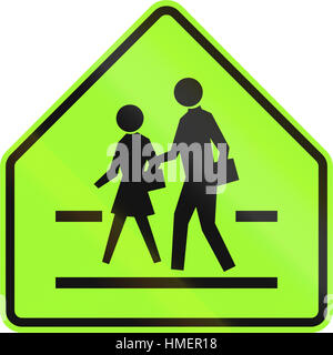 Road sign in the Philippines - School crossing warning sign. Stock Photo