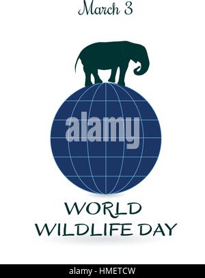 World Wildlife Day, March 3. Stock Vector