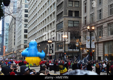 Chicago, Illinois - USA - November 24, 2016: Cookie Monster  in McDonald's Thanksgiving Parade Stock Photo