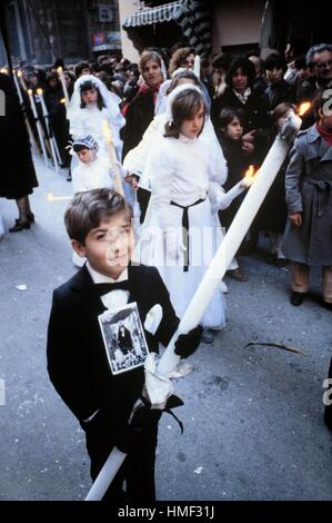 Sicily (Italy); traditional celebrations of the Easter, procession of Holy Friday Mysteries in Trapani Stock Photo