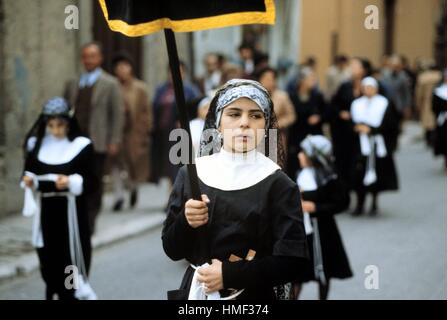 Sicily (Italy); traditional celebrations of the Easter, procession of Holy Friday in Enna Stock Photo