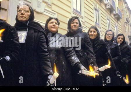 Sicily (Italy); traditional celebrations of the Easter, procession of Holy Friday Mysteries in Trapani Stock Photo