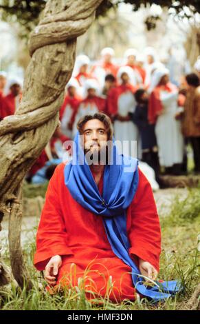 Sicily (Italy); traditional celebrations of the Easter, representation of the Passion of Jesus Christ in Palazzo Adriano Stock Photo