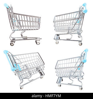 set from empty shopping carts isolated on white background Stock Photo
