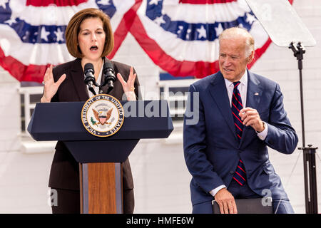 OCTOBER 13, 2016: Vice President Joe Biden campaigns for Nevada Democratic U.S. Senate candidate Catherine Cortez Masto and presidential candidate Hillary Clinton at the Culinary Union, Las Vegas, NV Stock Photo