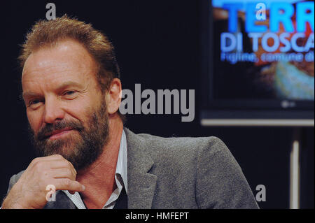 Florence, Italy. 10th Mar, 2009. The British singer Sting. Gordon Matthew Thomas Sumner, CBE, better known by his stage name Sting, is an English musician, singer, songwriter, and actor. Credit: Giacomo Morini/Pacific Press/Alamy Live News Stock Photo