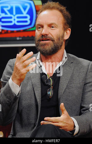 Florence, Italy. 10th Mar, 2009. The British singer Sting. Gordon Matthew Thomas Sumner, CBE, better known by his stage name Sting, is an English musician, singer, songwriter, and actor. Credit: Giacomo Morini/Pacific Press/Alamy Live News Stock Photo