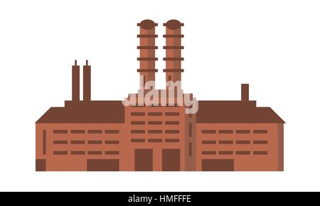 Manufacturing factory building. Industrial factory vector flat illustration. Plant building, industrial building concept with minimalism style. Stock Vector