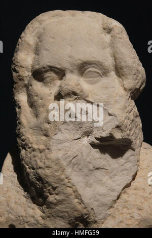 Unfinished bust of Socrates, Roman times. Stock Photo