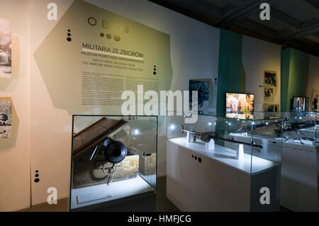 An assortment of machine guns  on display at the Warsaw Uprising Museum in Grzybowska, Warsaw,Poland Stock Photo