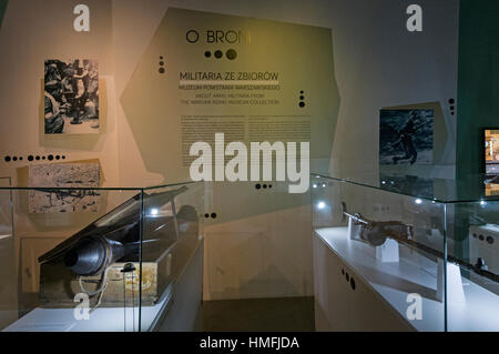 A display of weapons at the Warsaw Uprising Museum in Grzybowska, Warsaw,Poland Stock Photo