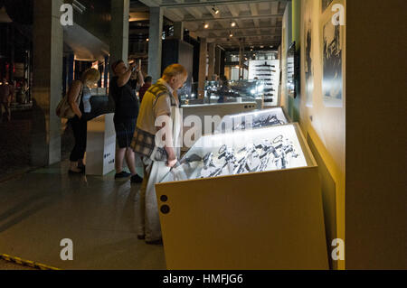 An assortment of machine guns  on display at the Warsaw Uprising Museum in Grzybowska, Warsaw,Poland Stock Photo