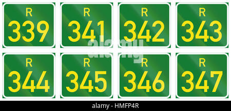 Collection of South African Regional route signs. Stock Photo