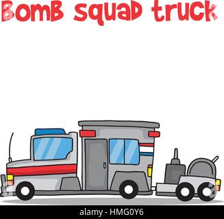 Bomb squad truck cartoon vector art Stock Vector