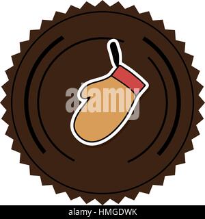 color round frame with oven mitts vector illustration Stock Vector